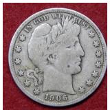 1906 Barber Silver Half Dollar Coin
