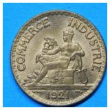 1921 France 50 Centimes Coin