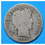 1904 S Barber Silver Dime