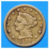 1850 C $2.50 Gold Charlotte Mint Gold Coin