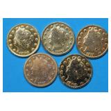 5 Gold Plated Liberty Head Nickels