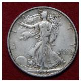1937 S Walking Liberty Silver Half Dollar Coin