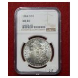 1884 O Morgan Silver Dollar NGC MS64