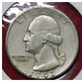 1940 S Washington Silver Quarter
