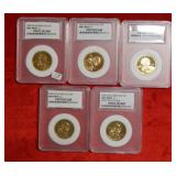 (5) Sacagawea Dollars Different Dates - Cameo