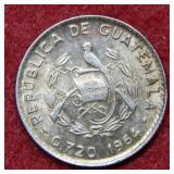 1964 Guatemala 5 Centavos Silver Coin