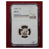 1945 Mercury Silver Dime NGC MS65