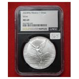 2024Mo Mexico 1 Onza Silver Coin NGC MS69