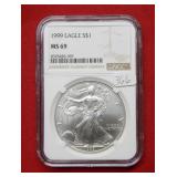 1999 Silver Eagle 1oz NGC MS69