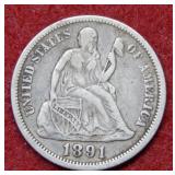 1891 O Seated Liberty Dime