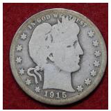 1915 S Barber Silver Quarter