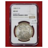 1884 O Morgan Silver Dollar NGC MS64