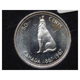 1967 Canada Silver 50 Cent Coin