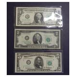 2009 $1 - 1976 $2 - 1950 B Crisp Fed Res Notes