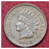 1907 Indian Head Cent - Red & Brown