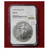 1999 Silver Eagle 1oz NGC MS69