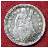 1853 Seated Liberty Dime with Arrows