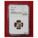 1943 Mercury Silver Dime NGC MS66
