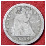 1844 O Seated Liberty Quarter No Motto