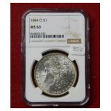 1884 O Morgan Silver Dollar NGC MS63