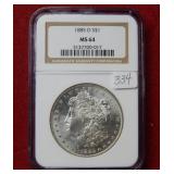 1885 O Morgan Silver Dollar NGC MS64