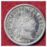 1909 Barber Silver Dime