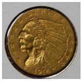 1914 US Gold $2.50 Coin