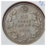 1912 Canada Silver Half Dollar Coin