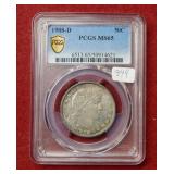 1908 D Barber Silver Half PCGS MS65