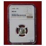 1945 Mercury Silver Dime NGC MS66