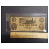 1862 $2 Bank of Pittsburch Note