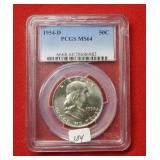 1954 D Franklin Silver Half PCGS MS64