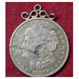 1921 S Morgan Silver Dollar with Mount