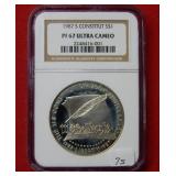 1987 S Constitution Silver Dollar NGC PF67 UC