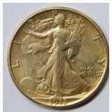 1918 S Walking Liberty Silver Dollar - Discolored