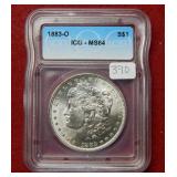 1883 O Morgan Silver Dollar ICG MS64