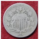 1867 Shield Nickel with Rays