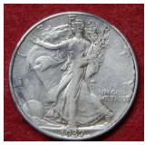 1937 D Walking Liberty Silver Half Dollar Coin