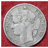 1881 France 50 Centavos Silver Coin
