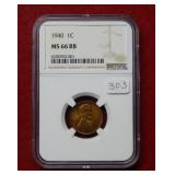 1940 Lincoln Wheat Cent NGC MS66 RB