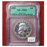 1962 Franklin Silver Half ICG PR65
