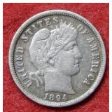 1894 Barber Silver Dime