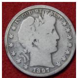 1897 O Barber Silver Half Dollar Coin