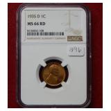 1935 D Lincoln Wheat Cent NGC MS66 RD