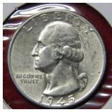 1945 Washington Silver Quarter