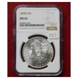 1879 S Morgan Silver Dollar NGC MS62