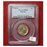 1938 D Buffalo Nickel PCGS MS66