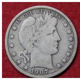 1907 Barber Silver Half Dollar