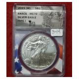 2021(W) Silver Eagle 1oz ANACS MS70- Type I
