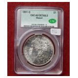 1891 S Morgan Silver Dollar CAC AU Details-cleaned